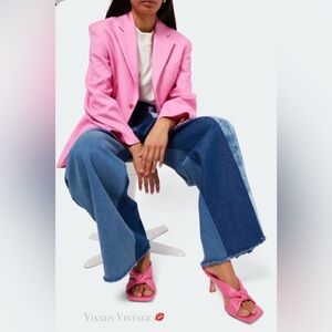 STUART WEITZMAN LEATHER SQUARE TOE 'PLAYA 75 KNOT SANDALS' IN INDIA PINK